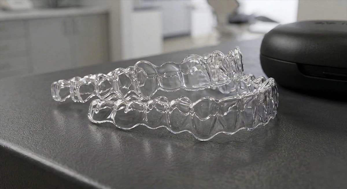 Custom Invisalign aligner set showing near-invisible SmartTrack material.
